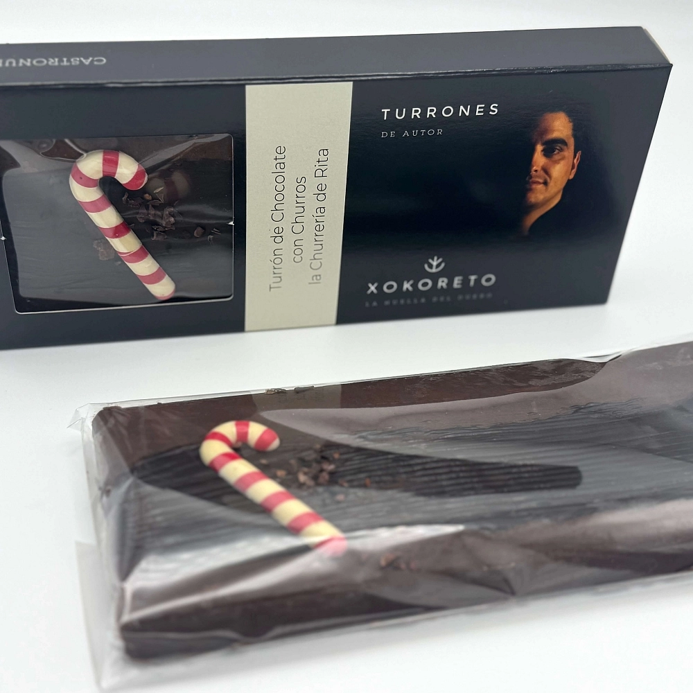 Turrón de chocolate con churros de la churrería de Rita